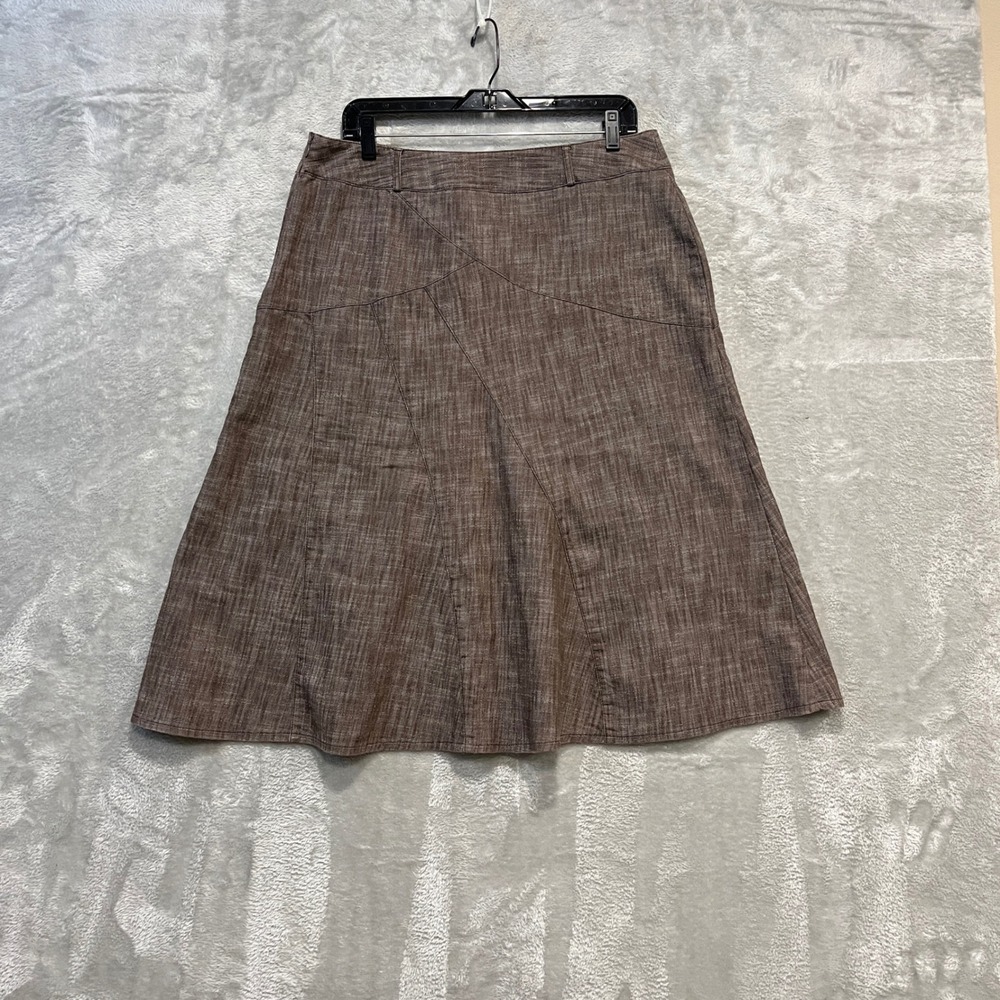 New Directions Skirt Women 14 Brown A-Line Paneled Textured Midi Side Zip